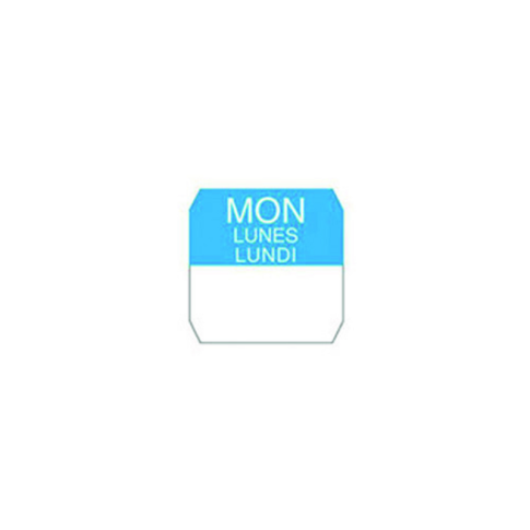 Rouleau étiquette bleue lundi 2,5 x 2,5 cm