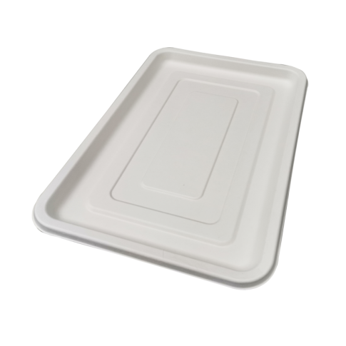Plateau traiteur rectangulaire blanc en pulpe    H20mm