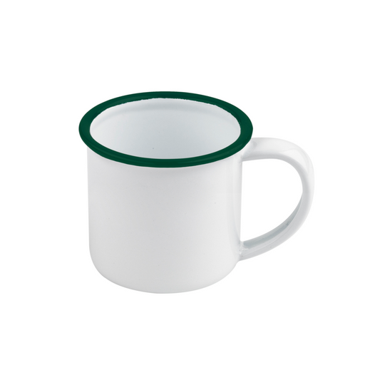 Mini mug Enamel blanc en acier émaillé à bord vert H50mm 90ml
