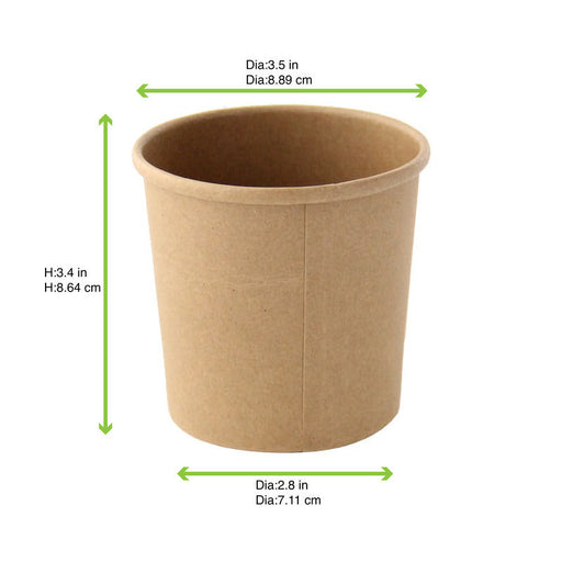 Pot carton kraft brun chaud et froid H89mm 360ml