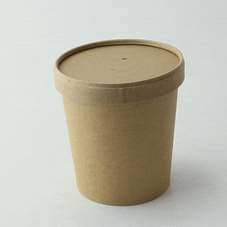 Pot carton brun chaud et froid avec couvercle carton H102mm 490ml