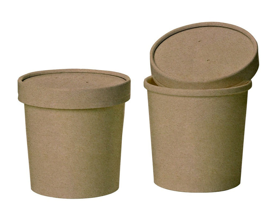 Pot carton brun chaud et froid avec couvercle carton H137mm 940ml