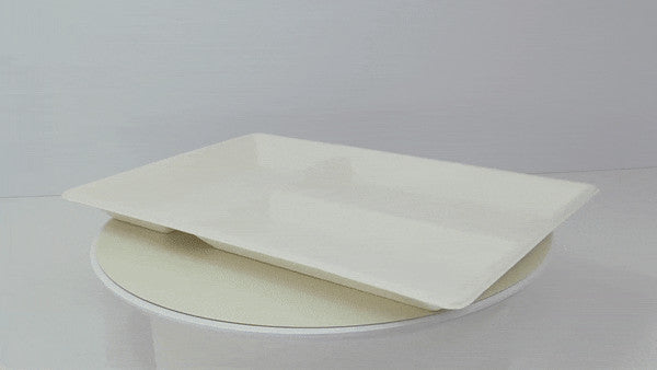 Plateau rectangulaire blanc 3 compartiments en pulpe 400x280mm