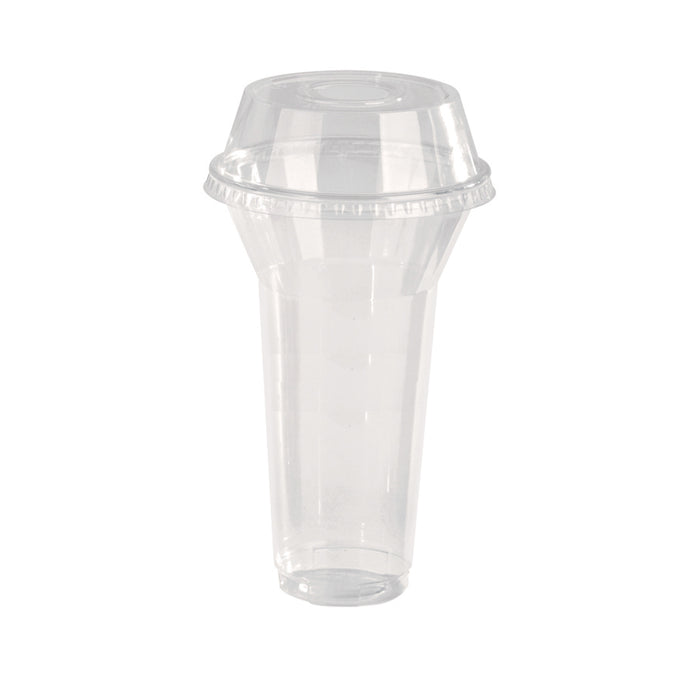 Pot / Coupe transparent plastique PET avec couvercle dôme et trou H127mm 450ml
