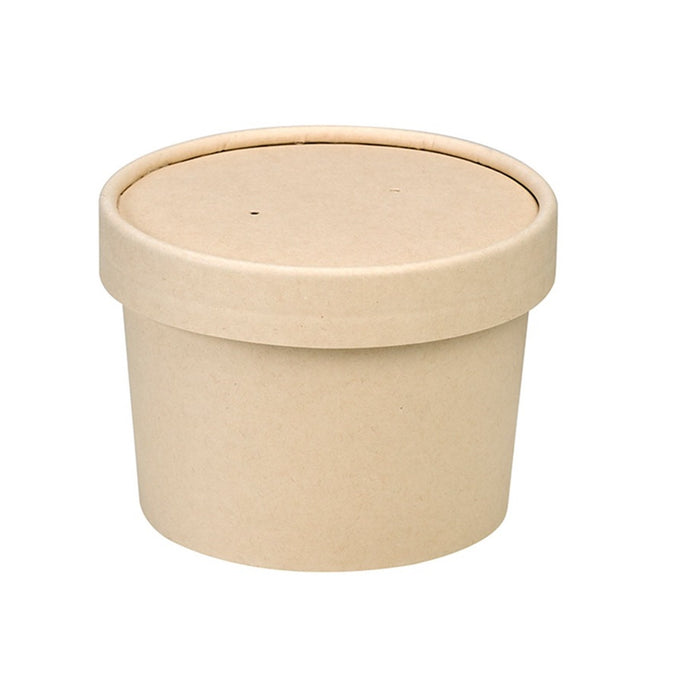 Pot carton fibre de bambou chaud et froid avec couvercle H75mm 240ml