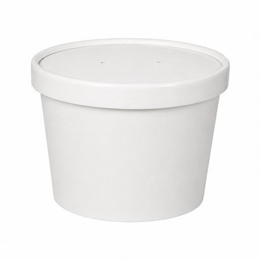 Pot carton blanc chaud et froid avec couvercle carton H62mm 250ml
