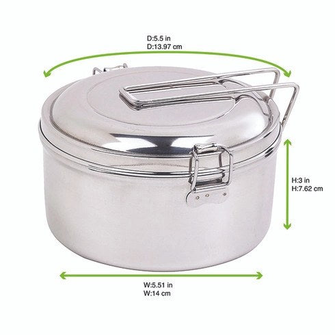 Boite ronde NoxBox en inox type bento avec couvercle H76mm 900ml