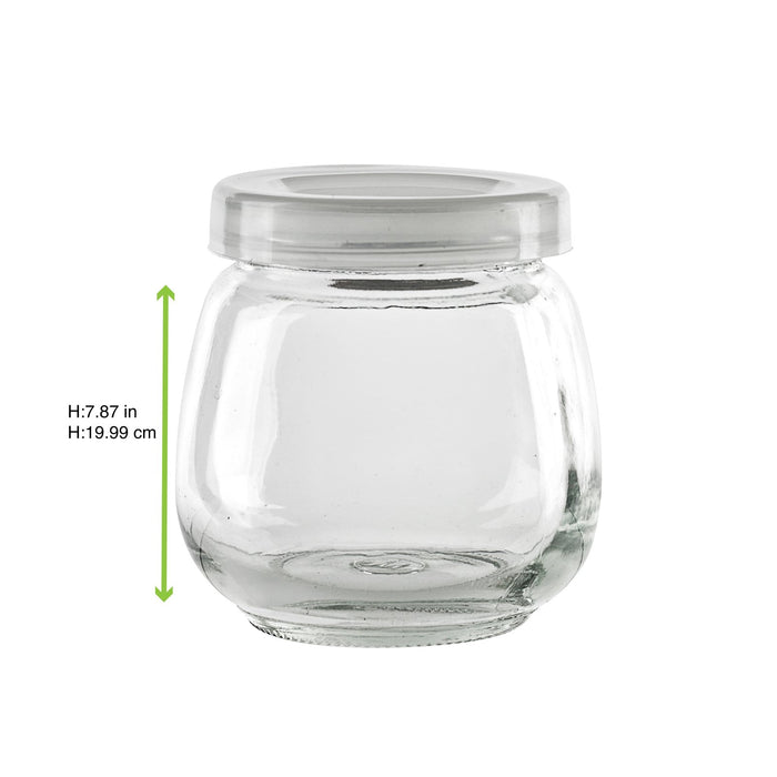 Bocal en verre sphérique avec couvercle plastique PP à clipser H87mm 300ml