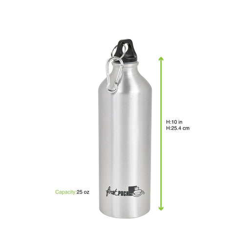 Bouteille à eau en aluminium avec bouchon mousqueton H255mm 750ml