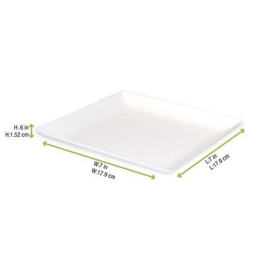 Assiette carrée blanche en pulpe "BioNChic" 180x180mm H18mm