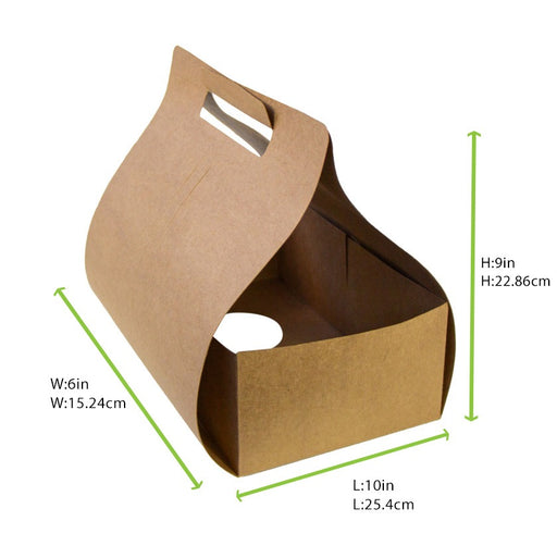 Porte gobelets kraft + porte paille - 2 compartiments 254x152mm H228mm