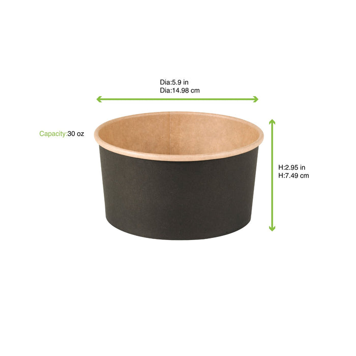 Saladier rond Buckaty en carton kraft noir H75mm 900ml