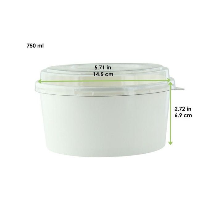 Combo saladier rond Blanc Buckaty a/c couvercle PET H60mm 750ml