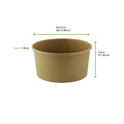 Saladier rond Buckaty en carton brun sans matière plastique, Waterbased H75mm 900ml