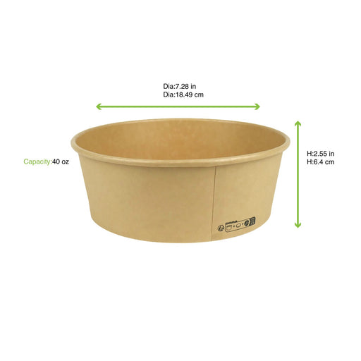 Saladier rond Buckaty en carton brun fibre de bambou H65mm 1200ml