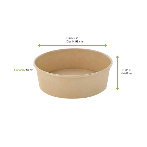 Saladier rond Buckaty en carton brun fibre de bambou H47mm 480ml