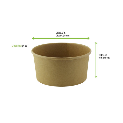 Saladier rond Buckaty en carton brun sans matière plastique, Waterbased H60mm 700ml
