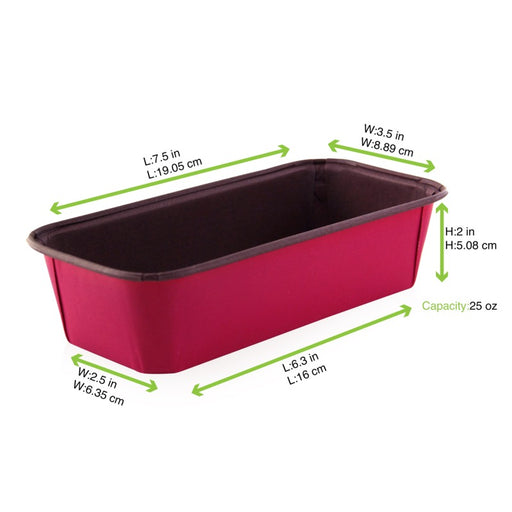 Moule de cuisson papier kraft rose rectangulaire 193x93mm H50mm 750ml