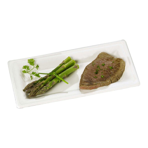 Assiette rectangulaire blanche en pulpe 260x130mm