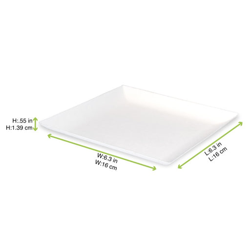 Assiette carrée blanche en pulpe "BioNChic" 160x160mm