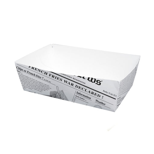 Barquette en carton décor journal 150x90mm H50mm 850ml