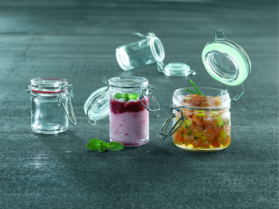 Mini bocal en verre avec joint silicone vert clair H71,5mm 100ml