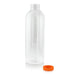 Bouteille transparente en plastique RPET avec bouchon attaché orange H240mm 1000ml
