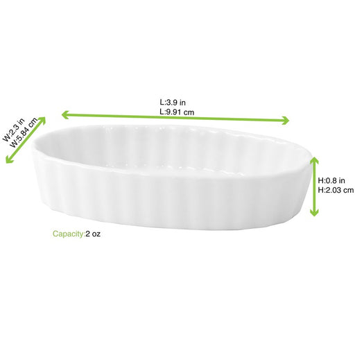 Mini moule ovale en porcelaine blanc 100x58mm H20mm