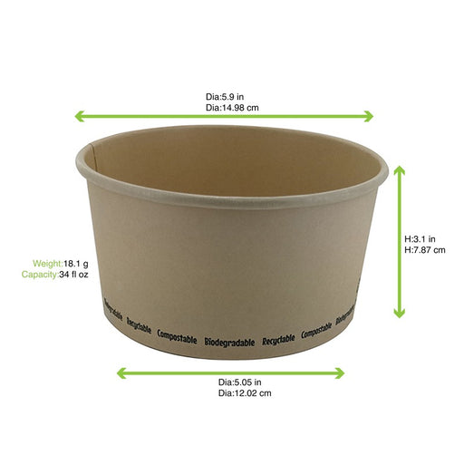 Saladier rond en carton fibre de bambou "Buckaty" H78mm 1000ml