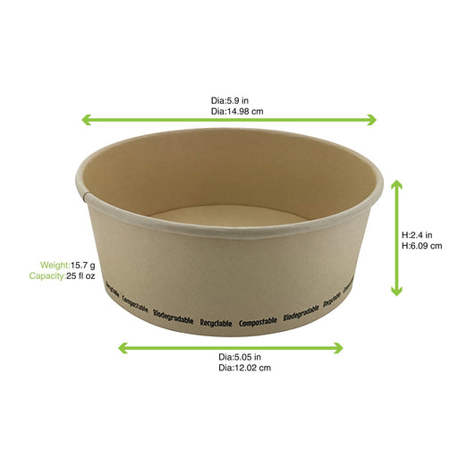 Saladier rond en carton fibre de bambou "Buckaty" H60mm 750ml