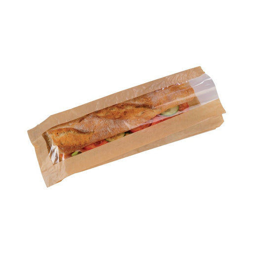 Sac sandwich papier brun à fenêtre 120x40mm H340mm