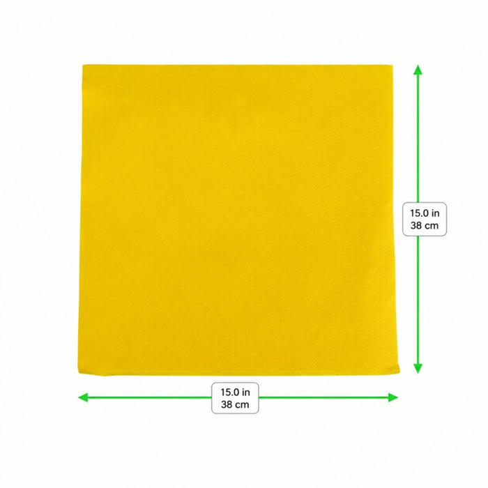 Serviette micropoint jaune 2 plis 380x380mm