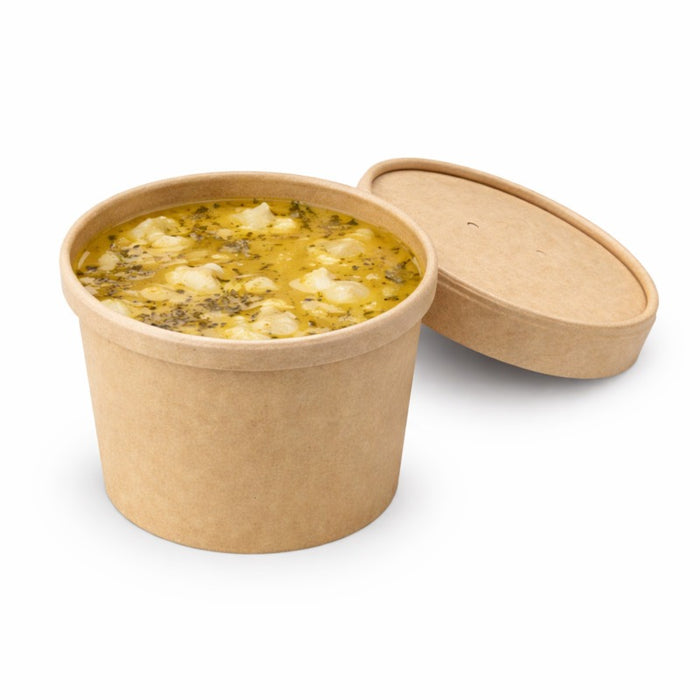 Pot carton brun chaud et froid avec couvercle carton H88mm 350ml