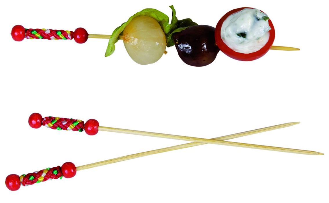 Pique bambou Fuji avec une extrémité décor rouge H112mm