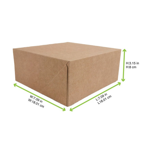 Boîte pâtissière carton kraft brun carrée 180x180mm H80mm