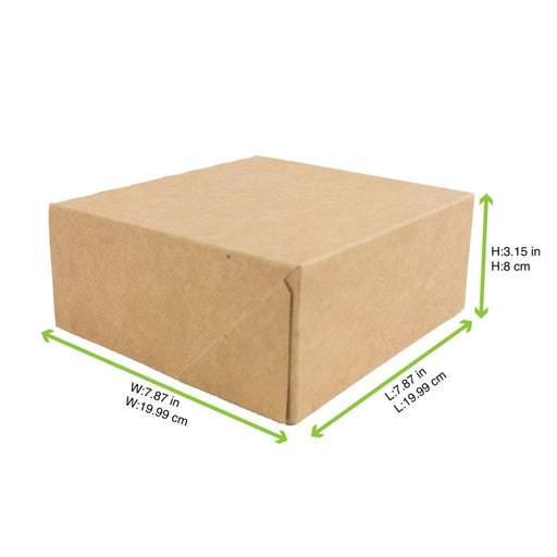 Boite pâtissière carton kraft brun 200x200mm H80mm