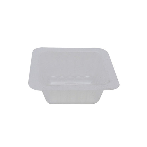 Barquette plastique PS translucide carrée 62x62mm H23mm 40ml