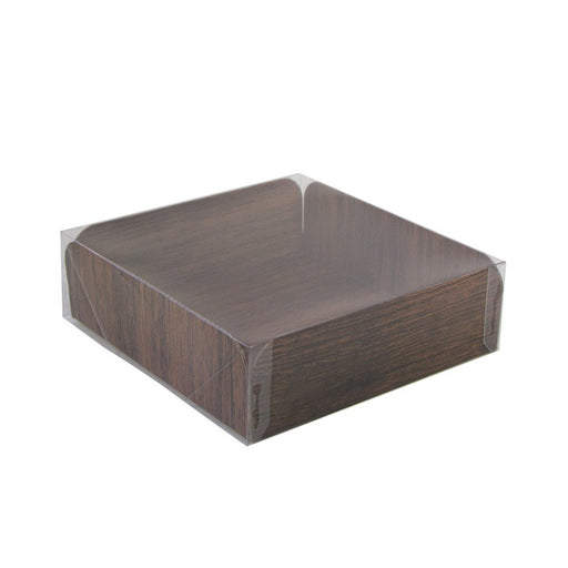 Carré rainé carton décor bois double face+Couv. PET 203,2x203,2mm H63,5mm