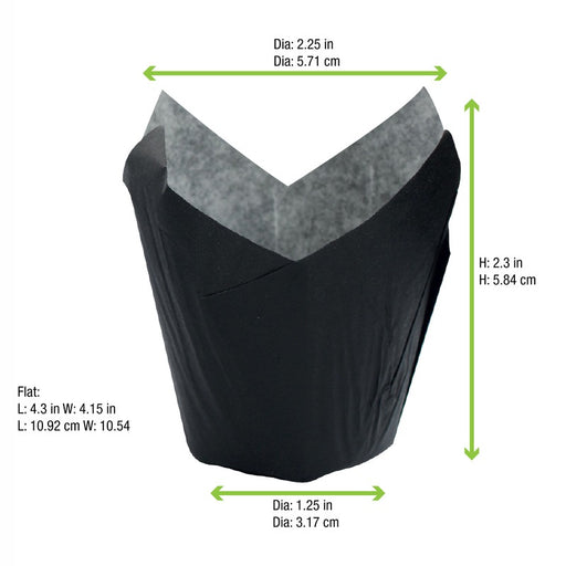 Caissette de cuisson forme tulipe en papier noir ingraissable