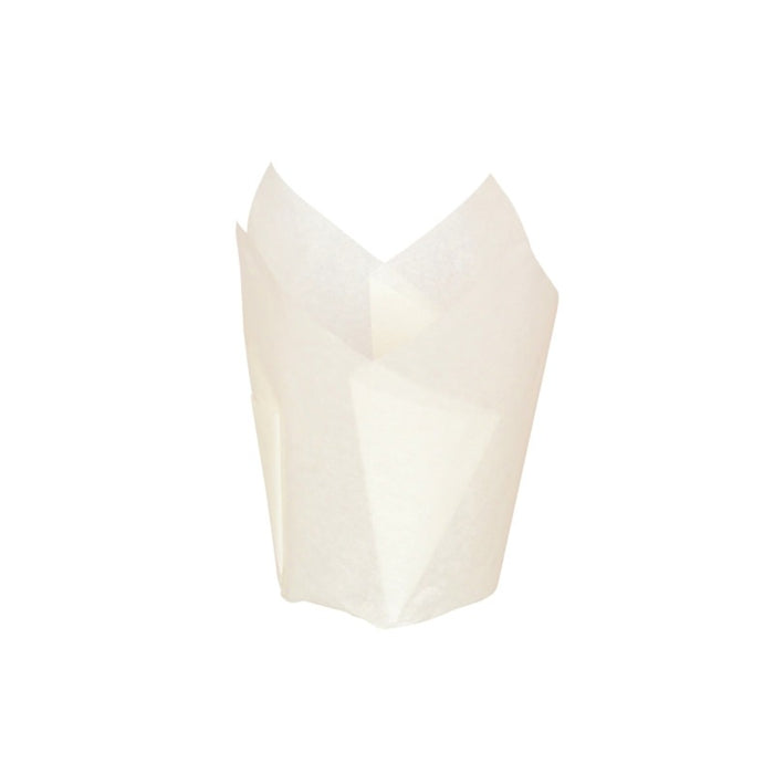 Caissette de cuisson forme tulipe en papier blanc siliconé H80mm