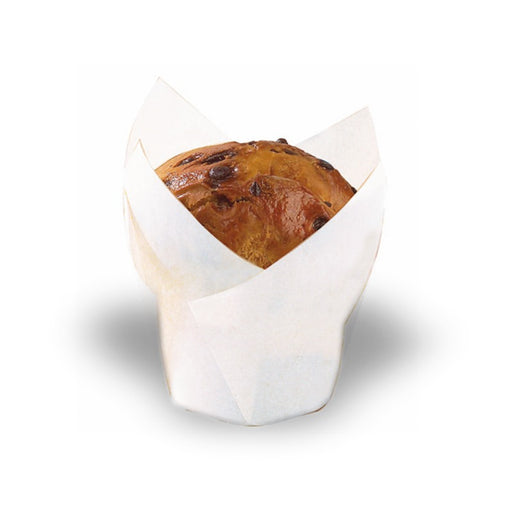 Caissette de cuisson forme tulipe en papier blanc siliconé H80mm