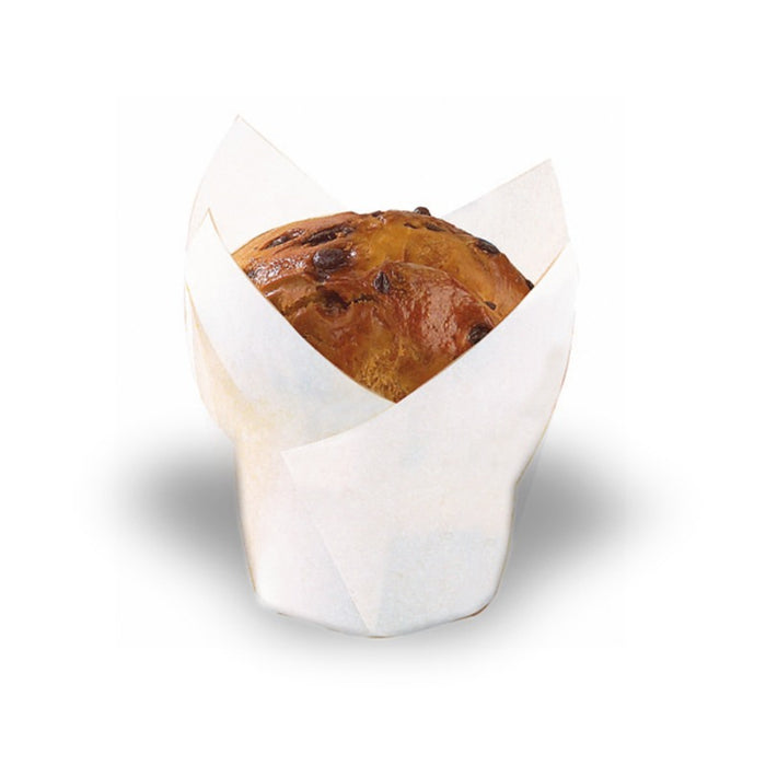 Caissette de cuisson forme tulipe en papier blanc siliconé H80mm