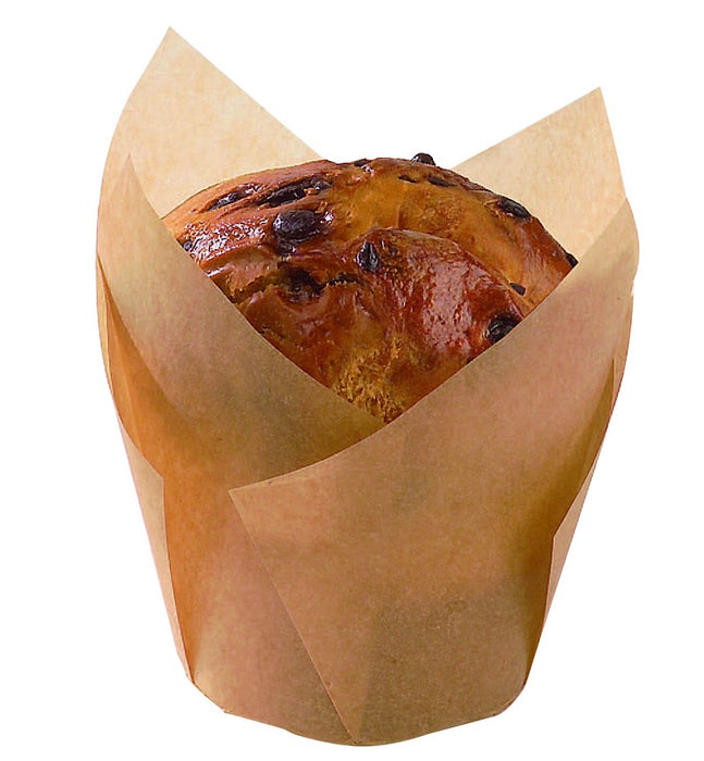 Caissette de cuisson forme tulipe en papier brun siliconé H80mm