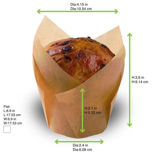 Caissette de cuisson forme tulipe en papier brun siliconé H90mm