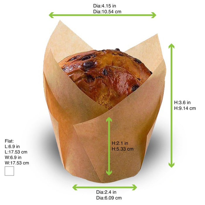Caissette de cuisson forme tulipe en papier brun siliconé H90mm