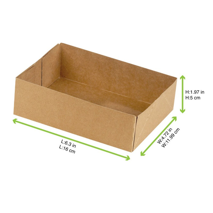 Boite pâtissière carton brun sans couvercle 160x120mm H50mm