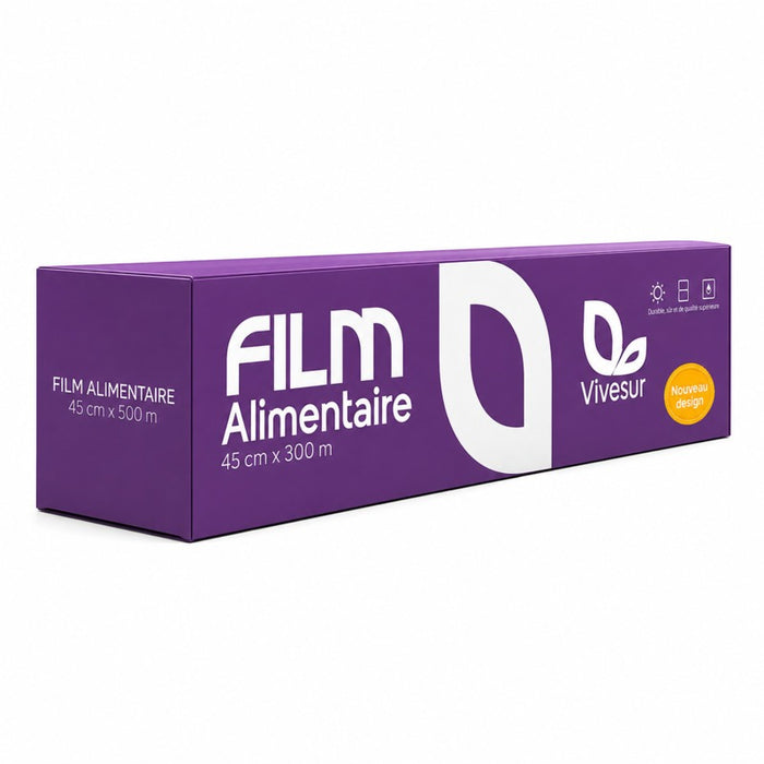 Film alimentaire PVC 300M en boite distributrice 490x90mm H90mm