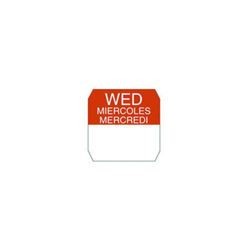 Rouleau étiquette soluble rouge mercredi 25x25mm