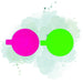 Rond avec languette carton double face anis/fushia
