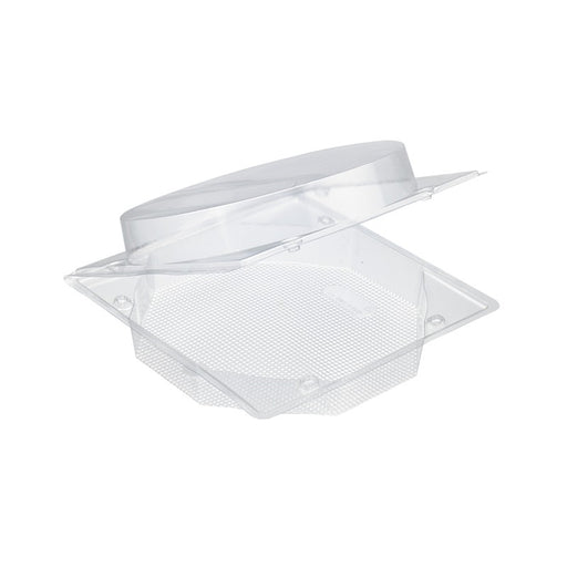 Boite blister plastique transparente avec couvercle charnière pour gâteau 26cm 315x315mm H110mm